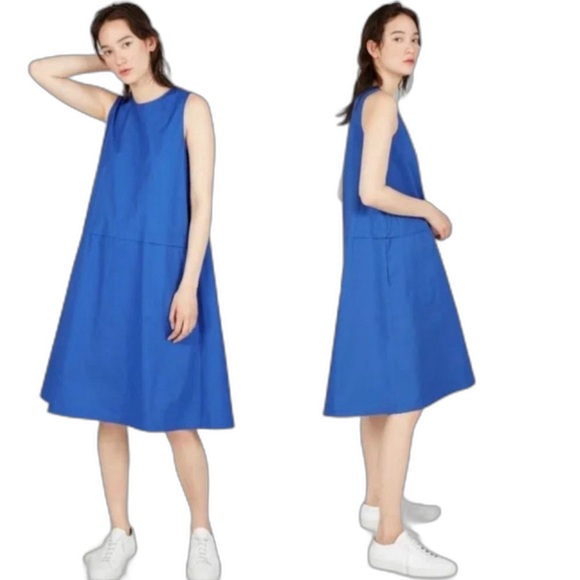 EVERLANE The Clean Cotton A-Line Dress Ultramarine Blue Sz 2 - Picture 4 of 12